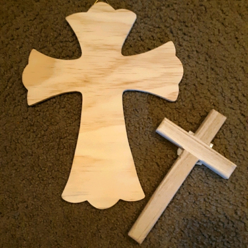 WOOD DECOR WALL CROSSES SET OF 2 NEW!